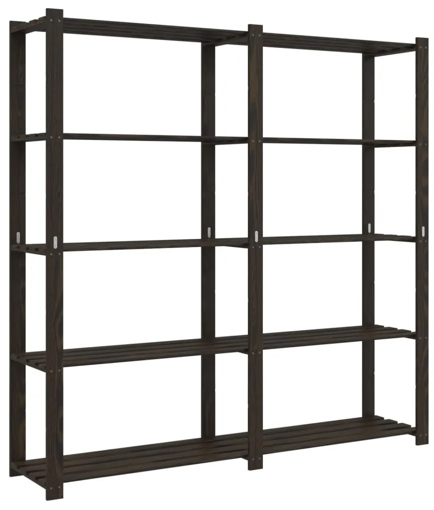 vidaXL Ραφιέρα με 5 Ράφια Μαύρο 170 x 38 x 170 εκ. Μασίφ Ξύλο Πεύκου