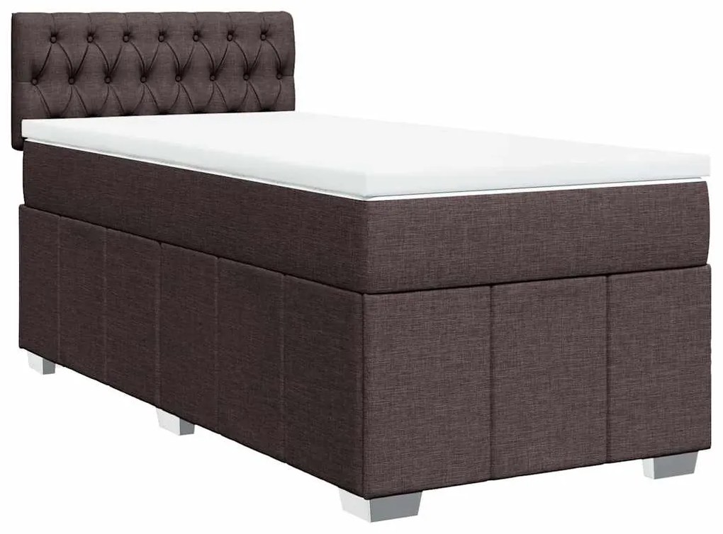 vidaXL Κρεβάτι Boxspring με Στρώμα Σκούρο Καφέ 90x200 εκ. Υφασμάτινο