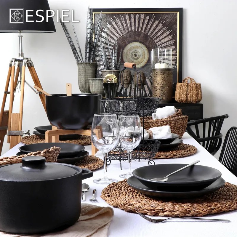LAVA ΚΑΤΣΑΡΟΛΑΚΙ STONEWARE ΜΑΥΡΟ 13.5χ10χ6ΕΚ. ΣΕΤ 4τμχ - Espiel