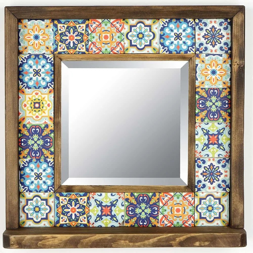 Καθρέπτης Τοίχου 792EVL4216 32,5x8x33cm Multi Hanah Home Wood