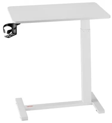 VEVOR Overbed Table Mobile Bed Side Desk with 4 Hidden Wheels Cup Holder White