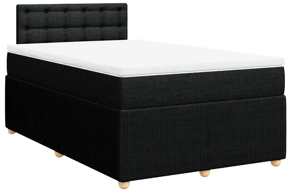 vidaXL Κρεβάτι Boxspring με Στρώμα Μαύρο 120x200 εκ. Υφασμάτινο