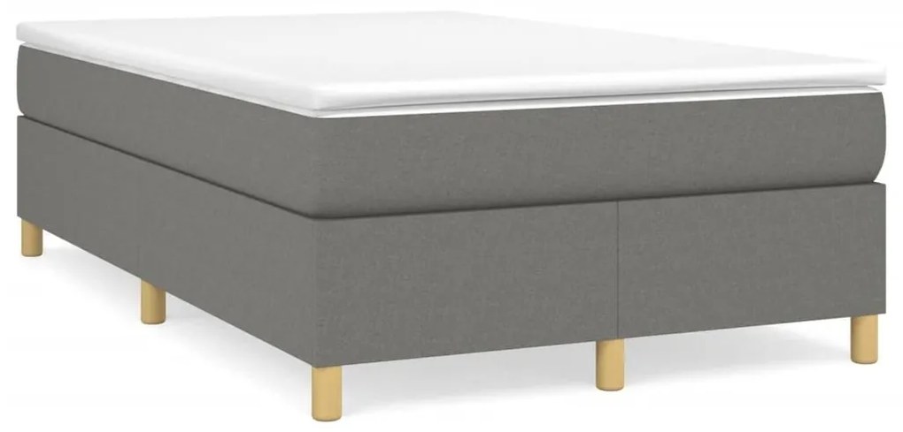 Κρεβάτι Boxspring με Στρώμα Σκούρο Γκρι 120x200 εκ. Υφασμάτινο - Γκρι