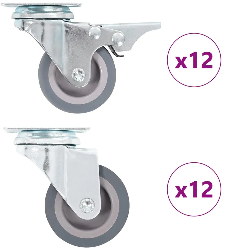 vidaXL Ρόδες Περιστρεφόμενες 24 τεμ. 50 χιλ.