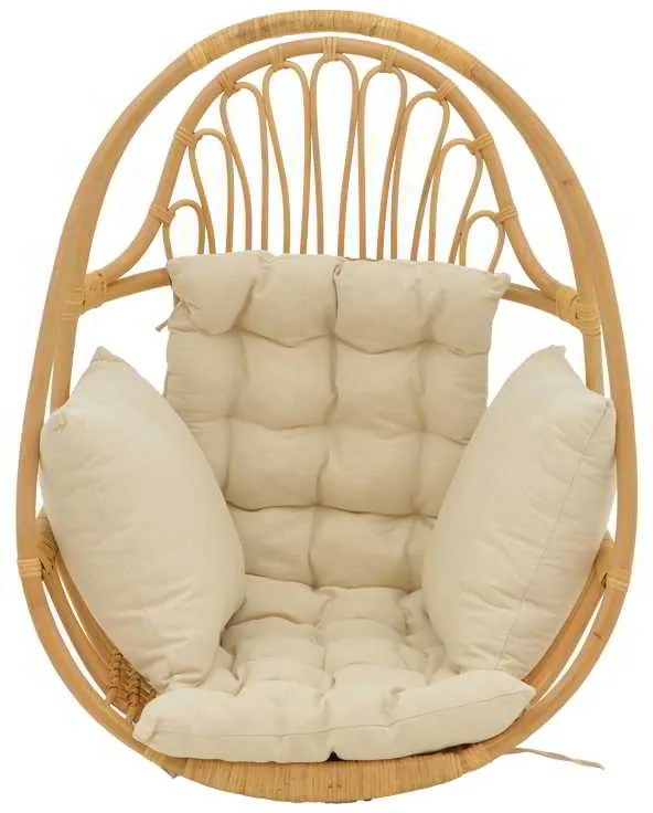 Κρεμαστή κούνια Jorg pakoworld φυσικό rattan-κρεμ μαξιλάρι 80x59x105εκ