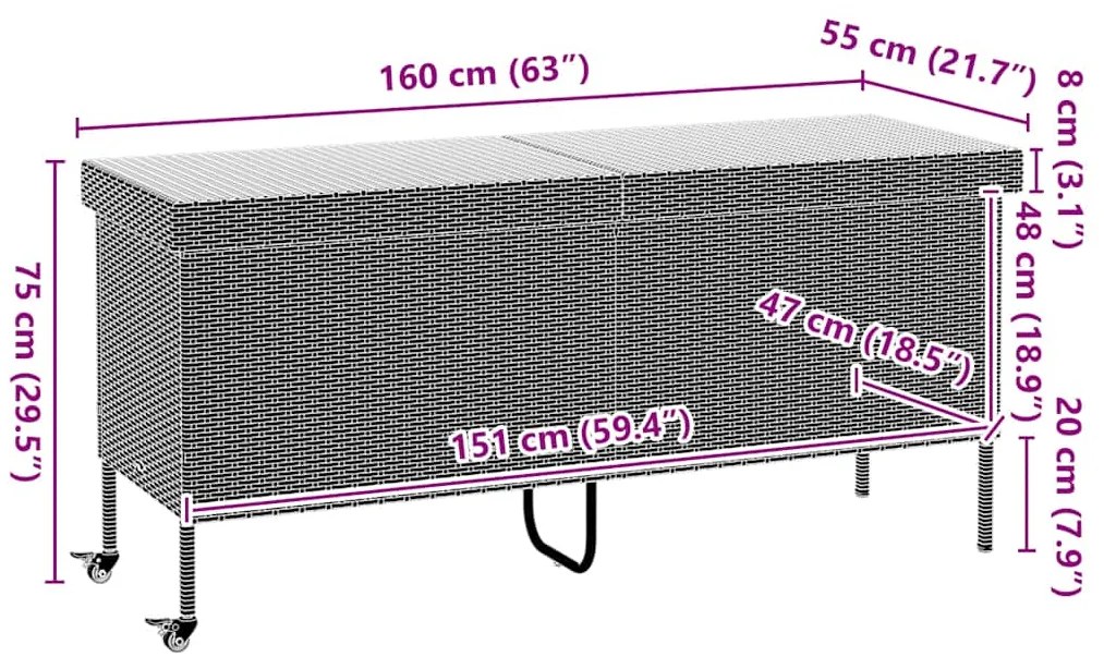 ΚΟΥΤΙ ΑΠΟΘΗΚΕΥΣΗΣ ΚΗΠΟΥ ΜΕ ΡΟΔΕΣ 160X55X75 ΕΚ. ΣΥΝΘΕΤΙΚΟ ΡΑΤΑΝ 4103834