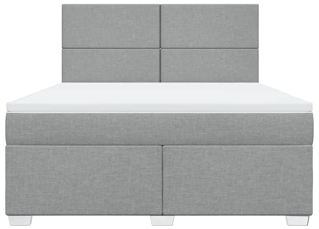 Κρεβάτι Boxspring με Στρώμα Ανοιχτό Γκρι 180x200 εκ. Υφασμάτινο - Γκρι