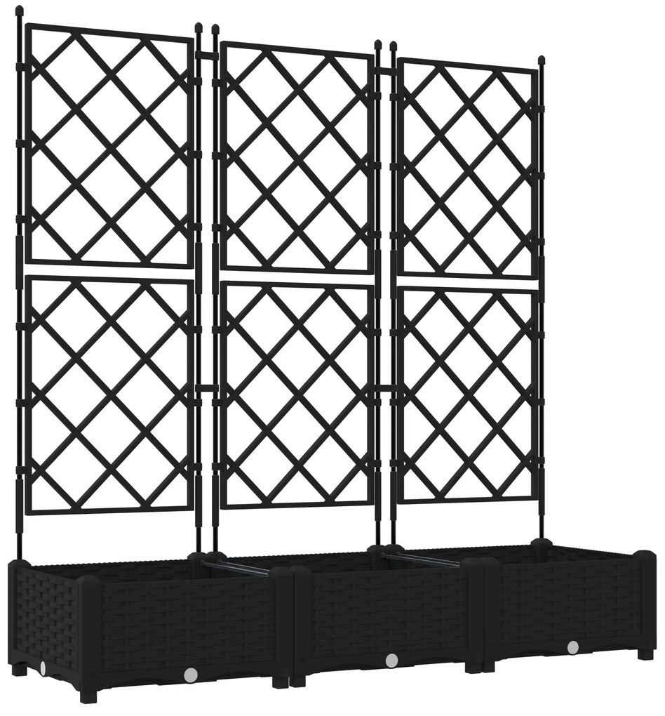 vidaXL Γλάστρα Κήπου με Πλέγμα 3 τεμ Μαύρη 120x40x125.5 εκ.