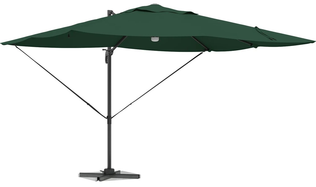 vidaXL Cantilever Roma Παράσολα με LEDs, Πράσινο, 352x251x265 εκ, Αλουμίνιο