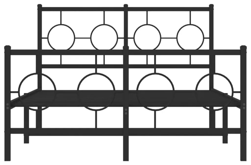 Πλαίσιο Κρεβατιού με Κεφαλάρι&amp;Ποδαρικό Μαύρο 120x200εκ. Μέταλλο - Μαύρο