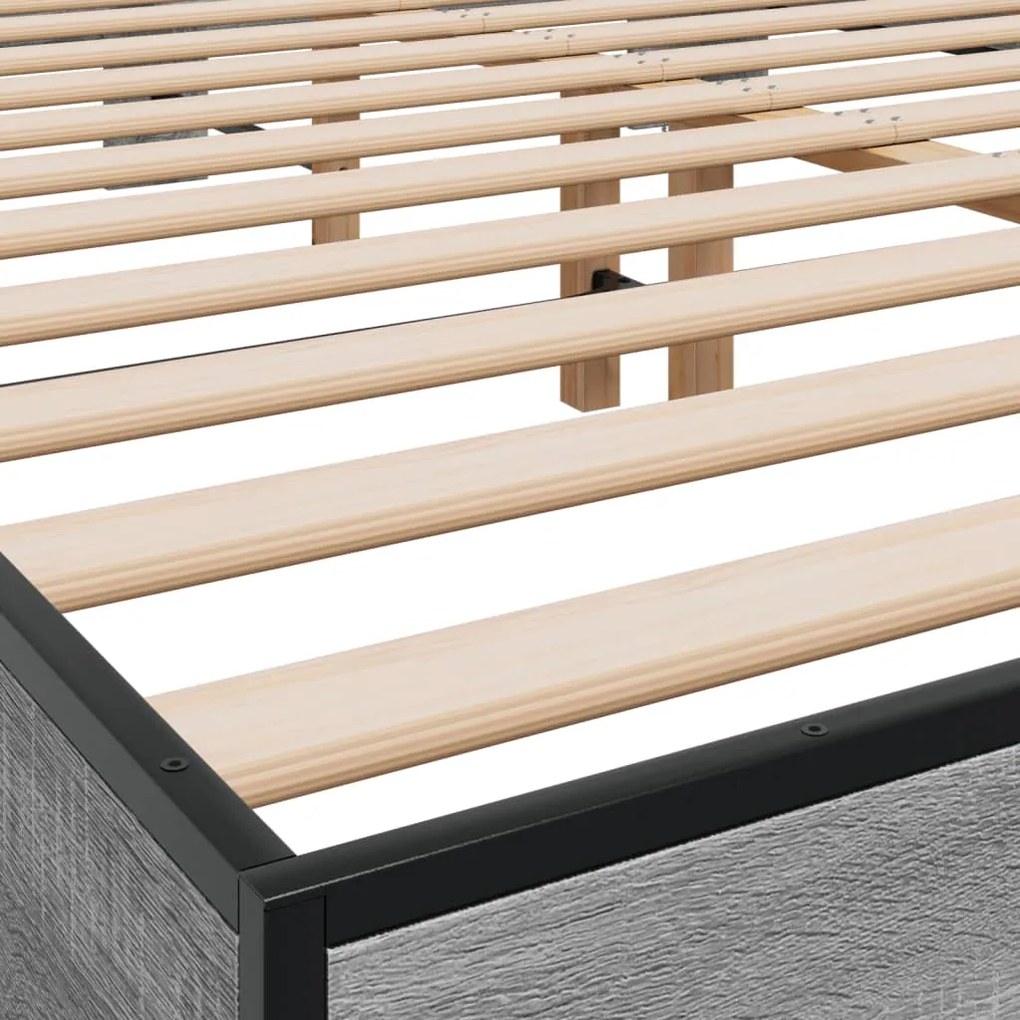 vidaXL Πλαίσιο Κρεβατιού Γκρι Sonoma 150x200 εκ. Επεξ. Ξύλο &amp; Μέταλλο