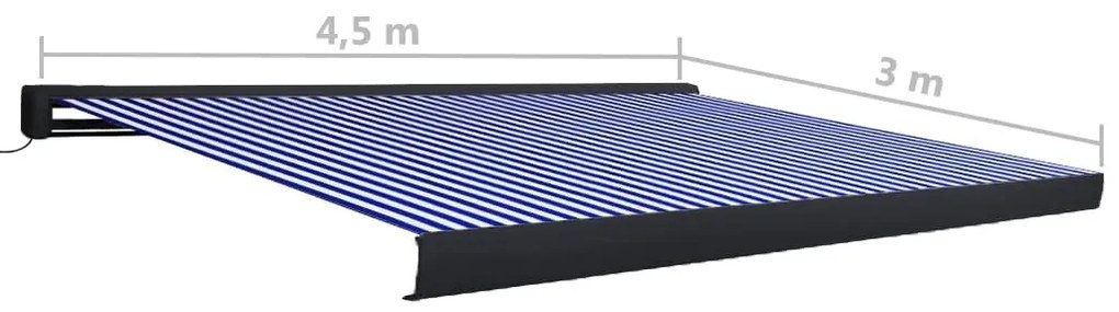 Τέντα Κασετίνα με Μοτέρ Μπλε / Λευκή 450 x 300 εκ. - Μπλε