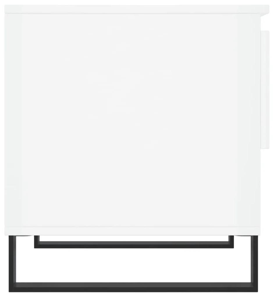 Τραπεζάκια Σαλονιού 2 τεμ. Γυαλ. Λευκό 50x46x50 εκ. Επεξ. Ξύλο - Λευκό