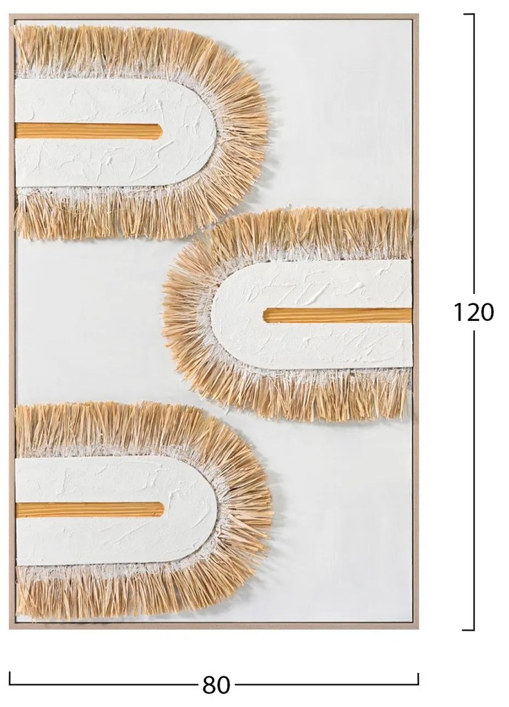 Πίνακας 3D C4537.02 με Κορνίζα Μπέζ Καμβάς Λευκός Χειροποίητος 80x3,5x120Υεκ. 80x3.5x120 εκ.