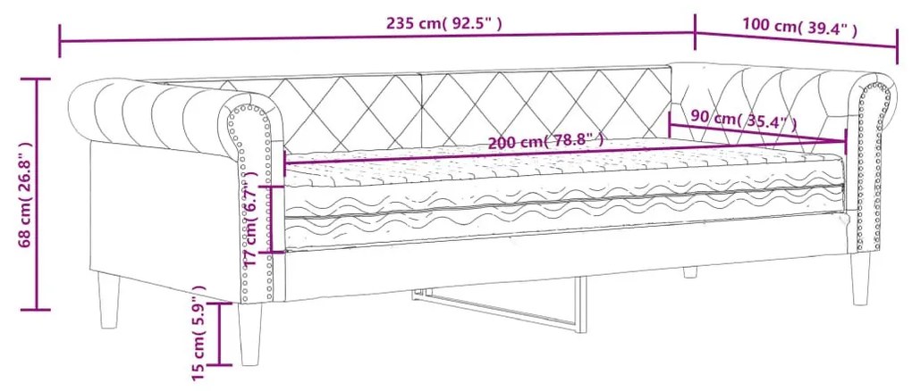 Καναπές Κρεβάτι με Στρώμα Καπουτσίνο 90x200 εκ. Συνθετικό Δέρμα - Καφέ