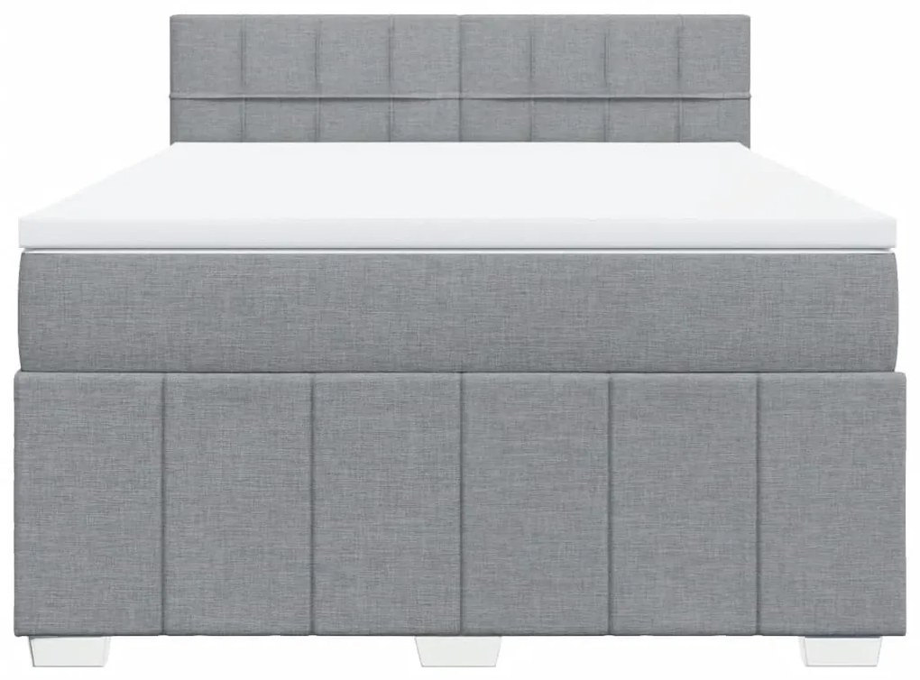 vidaXL Κρεβάτι Boxspring με Στρώμα Ανοιχτό Γκρι 140x200 εκ. Υφασμάτινο