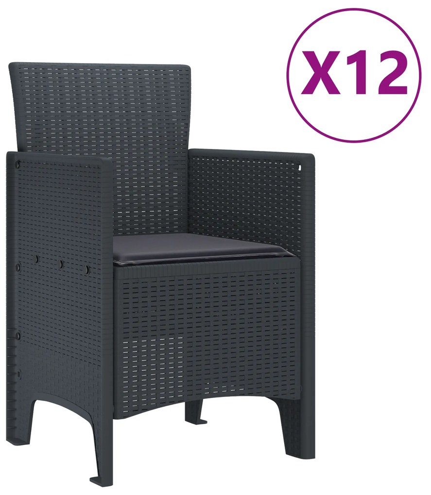 vidaXL Σέτ φαγητού για κήπο 13 pcs Ανθρακί 300 x 100 x 73 εκ Πλαστικό