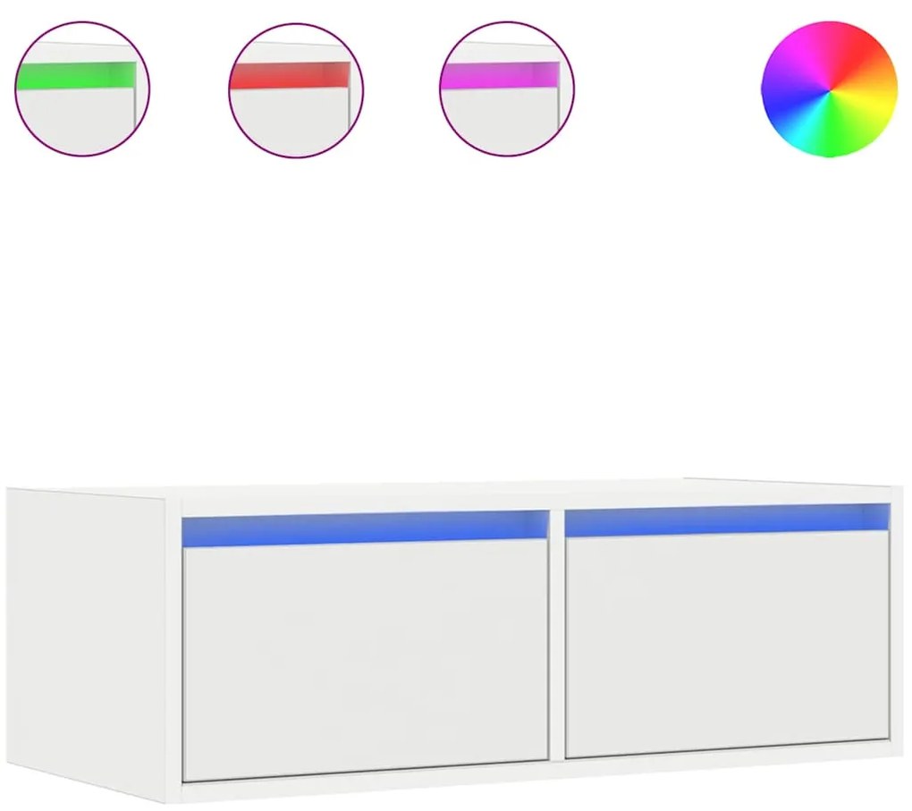 vidaXL Έπιπλο Τηλεόρασης με LED Λευκό 75x35,5x25 εκ.