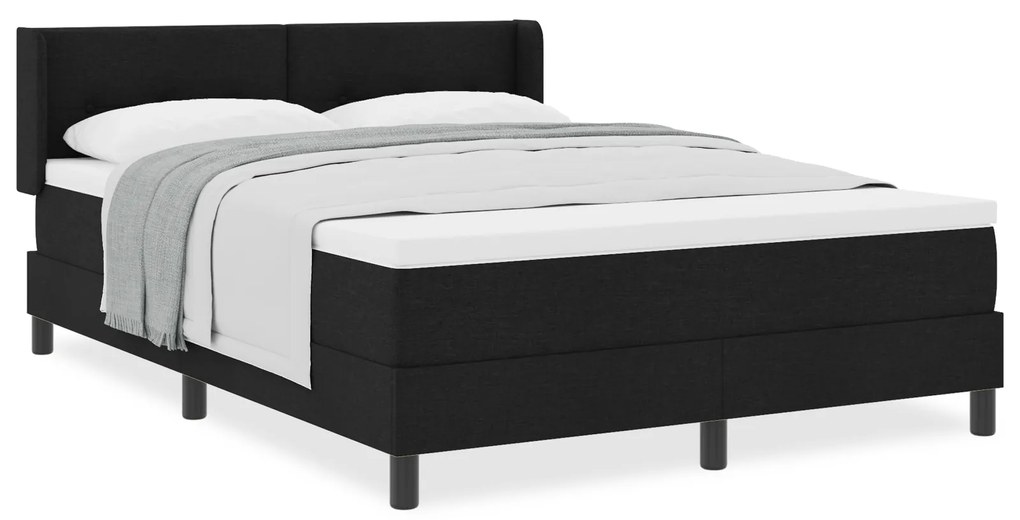 vidaXL Κρεβάτι με ελατήρια Μαύρο 140 x 200 cm Ύφασμα και αφρός