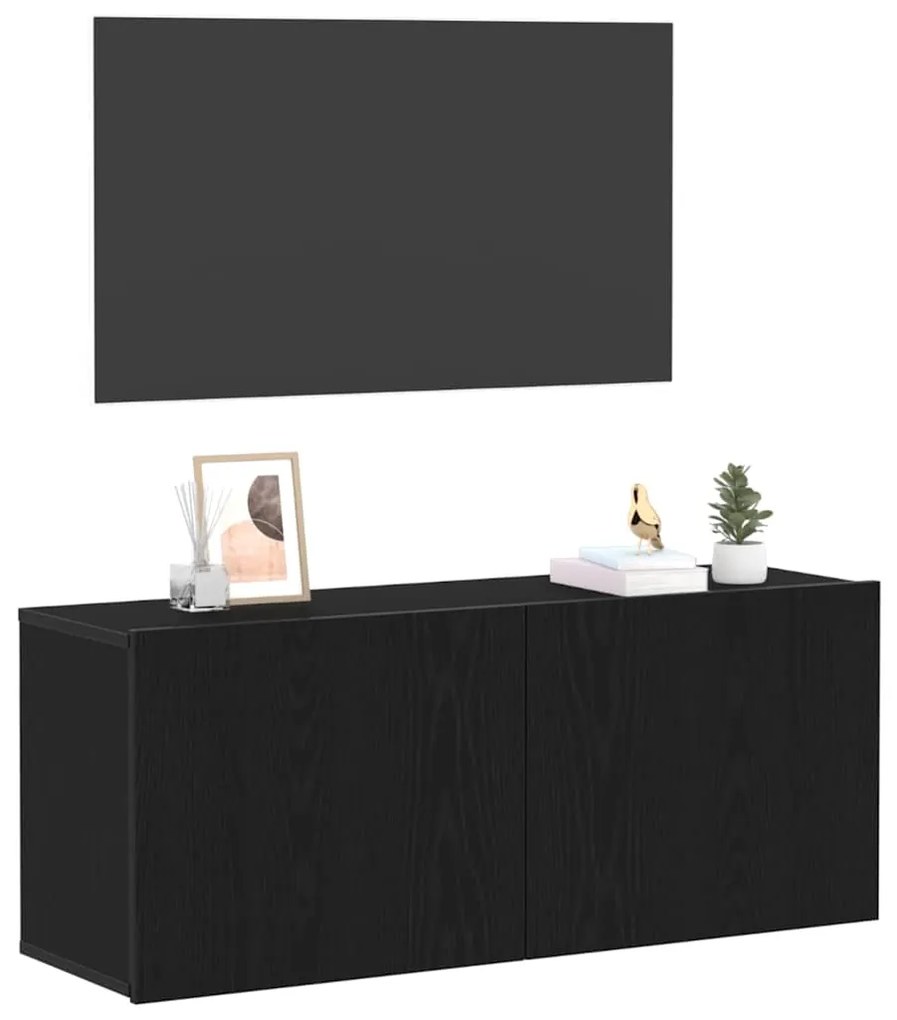 vidaXL Σετ επίπλου τηλεόρασης Επιτοίχιο Μαύρη Οξυά 100 x 30 x 41 εκ.
