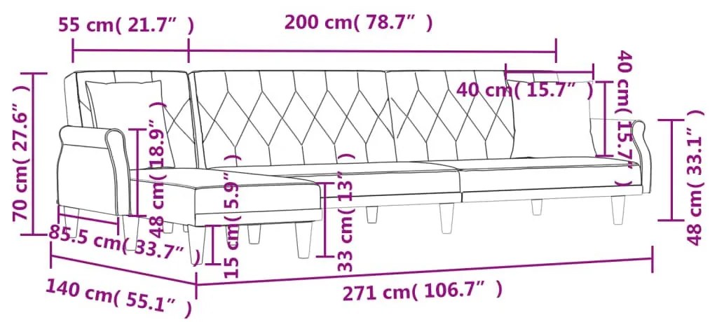 Καναπές Κρεβάτι Γωνιακός Κίτρινος 271 x 140 x 70 εκ. Βελούδινος - Κίτρινο