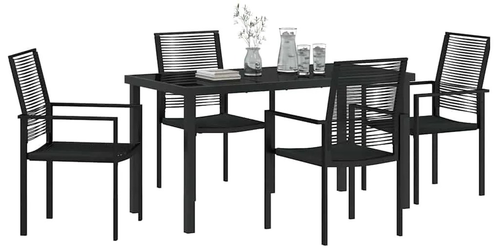 vidaXL Σέτ φαγητού για κήπο 5 pcs Μαύρο Χάλυβας με επίστρωση πούδρας