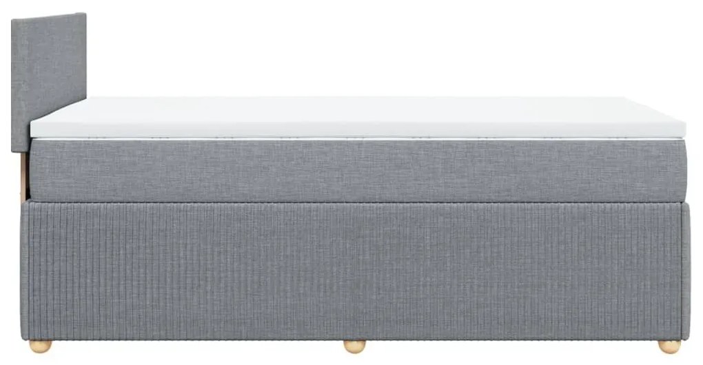 Κρεβάτι Boxspring με Στρώμα Ανοιχτό Γκρι 90x190 εκ. Υφασμάτινο - Γκρι