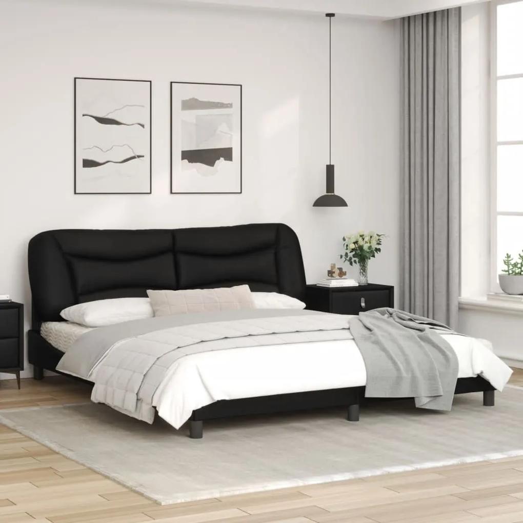 Πλαίσιο Κρεβατιού με Κεφαλάρι Μαύρο 180x200 εκ. Συνθετικό Δέρμα - Μαύρο