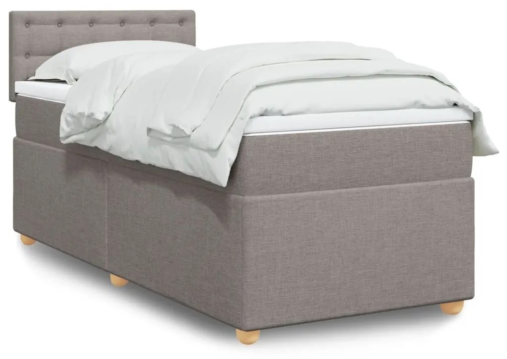 Κρεβάτι Boxspring με Στρώμα Taupe 90x200 εκ. Υφασμάτινο - Μπεζ-Γκρι