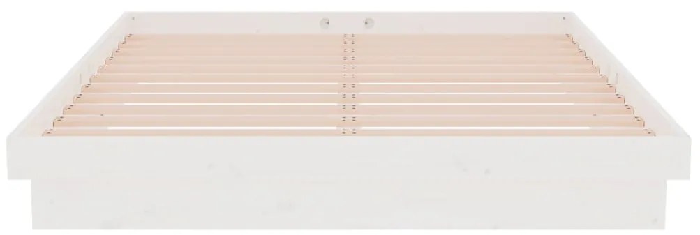 vidaXL Πλαίσιο Κρεβατιού Λευκό 135x190 εκ. από Μασίφ Ξύλο Double
