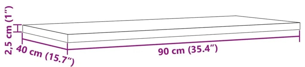 Επιφάνεια Τραπεζιού Ορθογώνια 90x40x2,5 εκ. Μασίφ Ξύλο Πεύκο - Καφέ