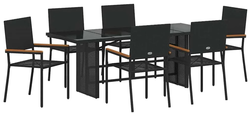 vidaXL Σετ Εξωτερικού Φαγητού 7 Τεμαχίων, Μαύρο Πολυ Ράττον