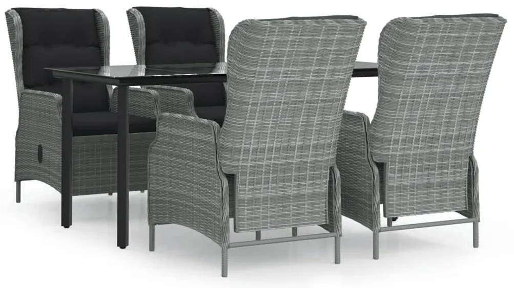 vidaXL Σετ Τραπεζαρίας Κήπου 5 Τεμαχίων Αν. Γκρι από Συνθετικό Ρατάν
