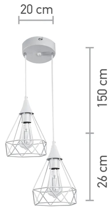 InLight Κρεμαστό φωτιστικό από λευκό μέταλλο 2XE27 D:20cm (4024-2-WH-ROSETTE)