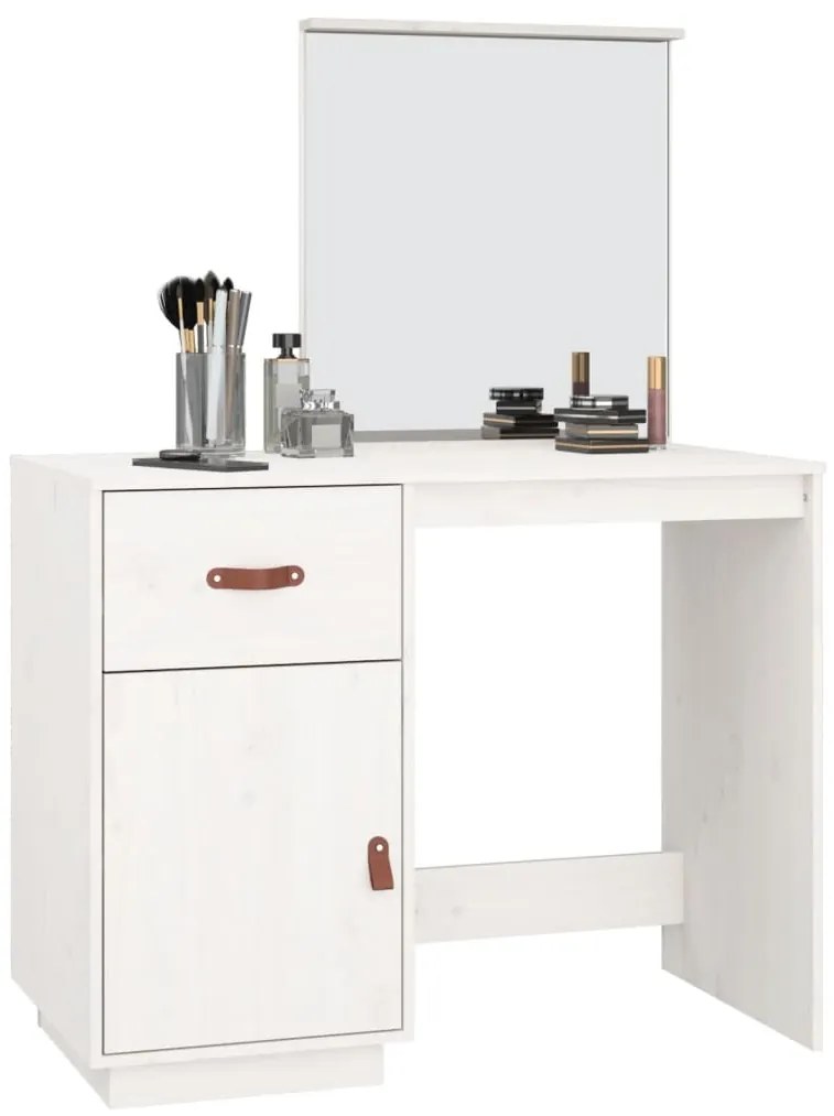 vidaXL Μπουντουάρ Λευκό 95x50x134 εκ. Μασίφ Ξύλο Πεύκου