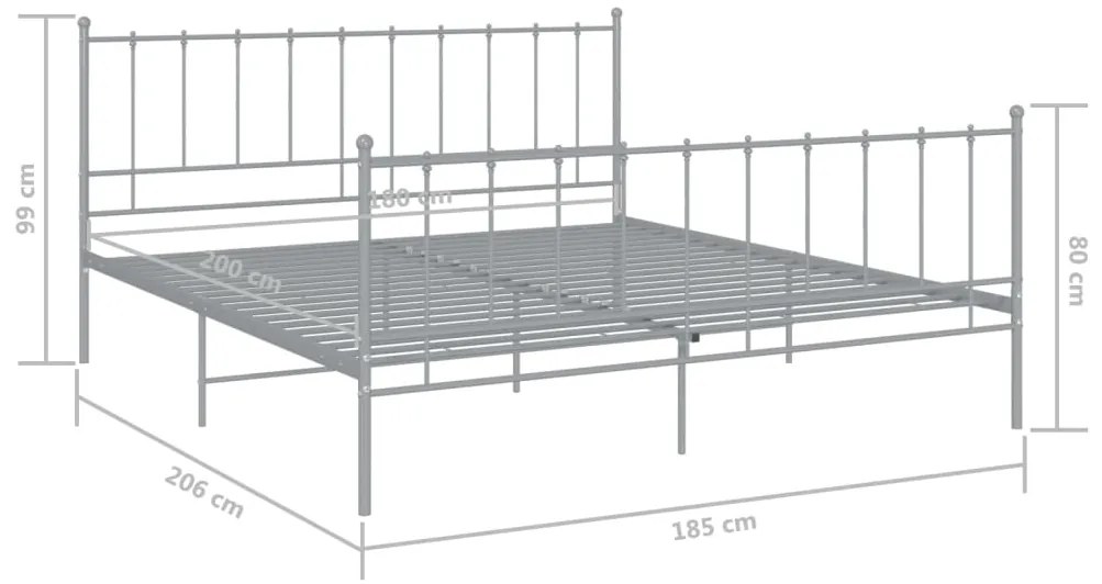 vidaXL Πλαίσιο Κρεβατιού Γκρι 180 x 200 εκ. Μεταλλικό