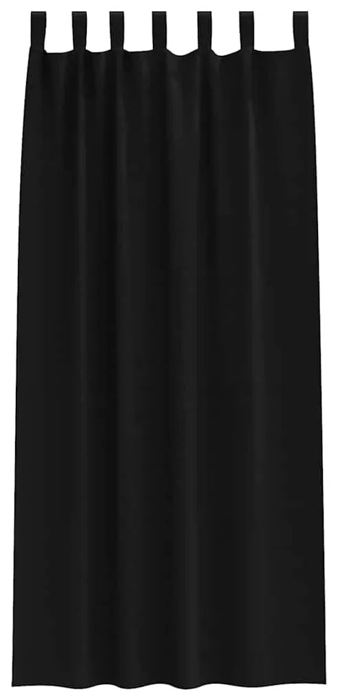 vidaXL Κουρτίνες με κουρτίνες 2 pcs Μαύρο 260x140εκ. Πολυεστέρας