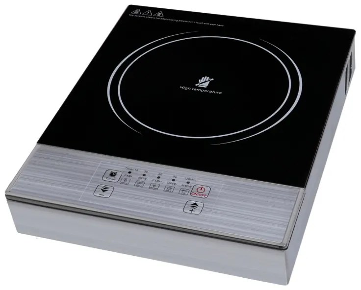 Elite EFP-1256B μονή εστία υπέρυθρων, 2200W, έλεγχος αφής, οθόνη LED, χρονοδιακόπτης, μαύρο/inox