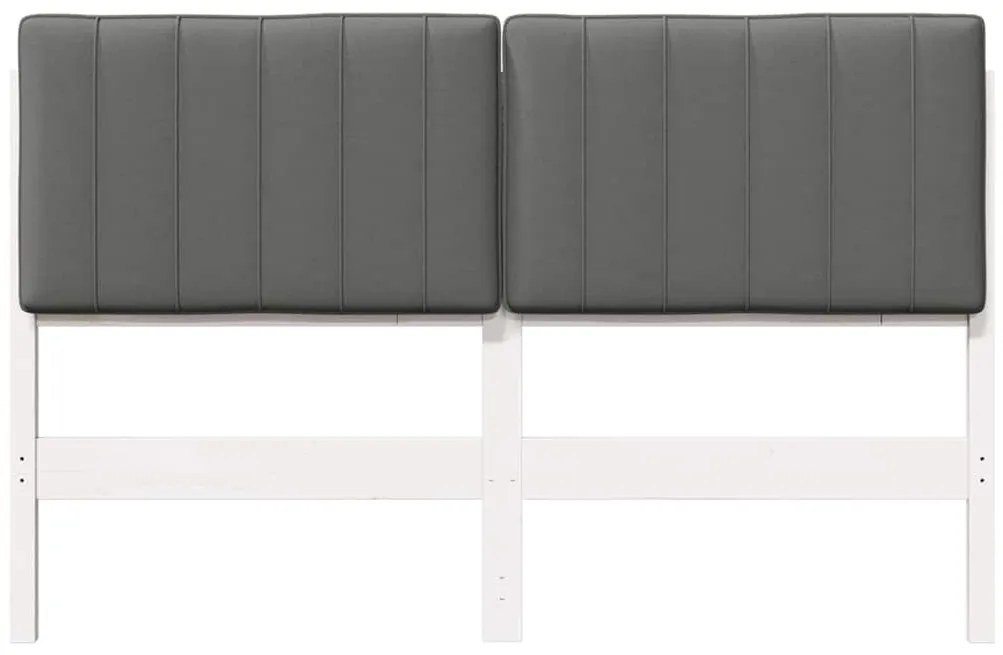 vidaXL Ταπετσαρισμένο κεφαλάρι Λευκό και Ανοιχτό Γκρι 140 cm