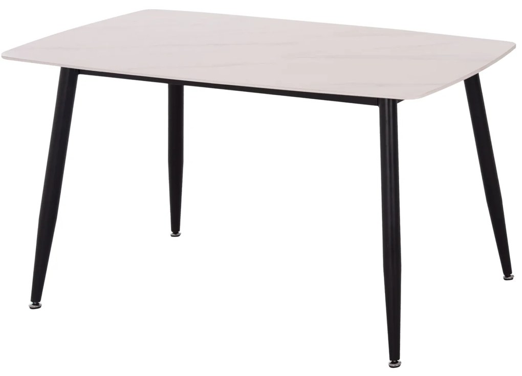 Τραπέζι Rav λευκό μαρμάρου sintered stone-μαύρο μέταλλο 120x70x75