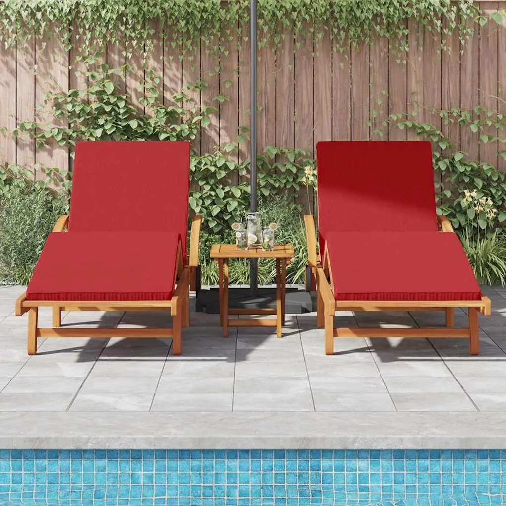 vidaXL Ξαπλώστρα 2 pcs Κόκκινο 200 x 67 x 84εκ Μασίφ ξύλο ακακίας