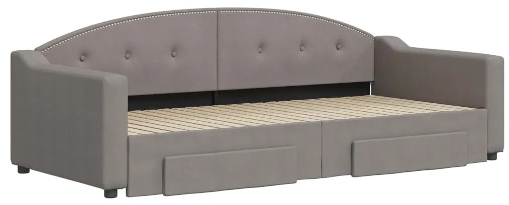 vidaXL Καναπές Κρεβάτι Συρόμενος Taupe 90x200 εκ. Ύφασμα & Συρτάρια