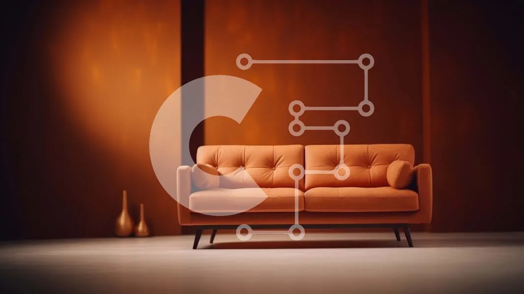 Intra Συλλεκτικό Ξύλινο Παζλ Plywood 4mm - Δωμάτιο με πορτοκαλί τοίχο και καφέ καναπέ Σε Ξύλινο Κουτί - Διαστάσεις Puzzle: 10x10 cm – 25 κομμάτια