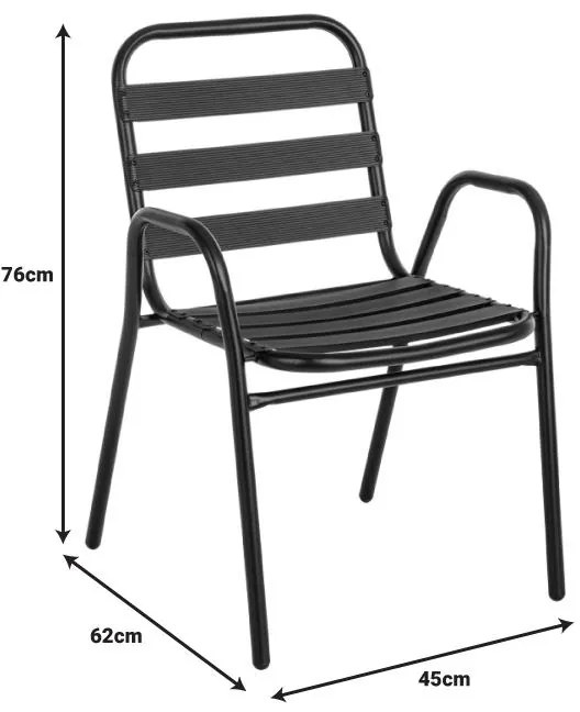 Σετ κήπου - Τραπεζαρία Sussie - Ensure 5 τεμ. μέταλλο - γυαλί μαύρο 140x80x70 εκ. 140x80x70 εκ.