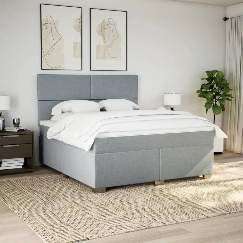 ΚΡΕΒΑΤΙ BOXSPRING ΜΕ ΣΤΡΩΜΑ ΑΝΟΙΧΤΟ ΓΚΡΙ 180X200 ΕΚ. ΥΦΑΣΜΑΤΙΝΟ 3290560