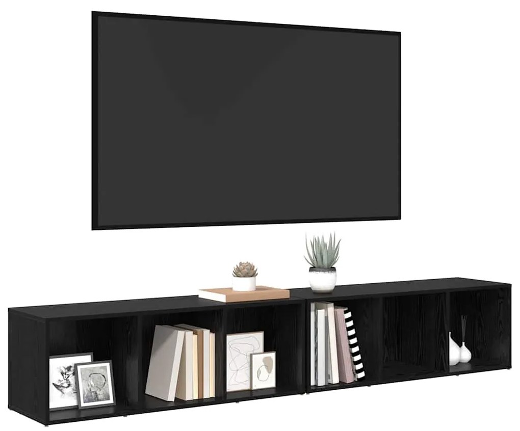 vidaXL Σετ επίπλου τηλεόρασης 2 pcs Μαύρη Οξυά Επεξεργασμένο ξύλο