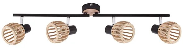 Omnia Woody Σποτ με 4 Φώτα και Ντουί E14, 40W σε Καφέ Χρώμα
