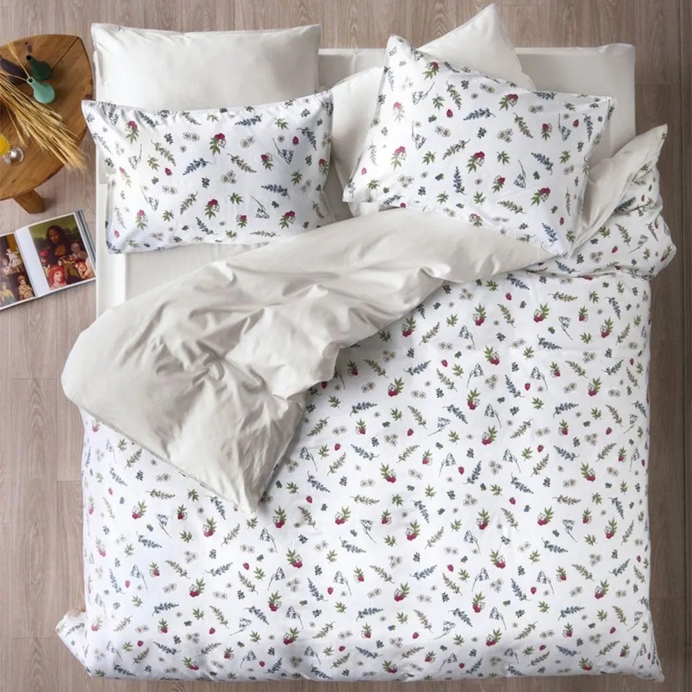 Μαξιλαροθήκες Frutilla 12 (Σετ 2τμχ) White-Green Kentia 50Χ70 100% Βαμβακοσατέν