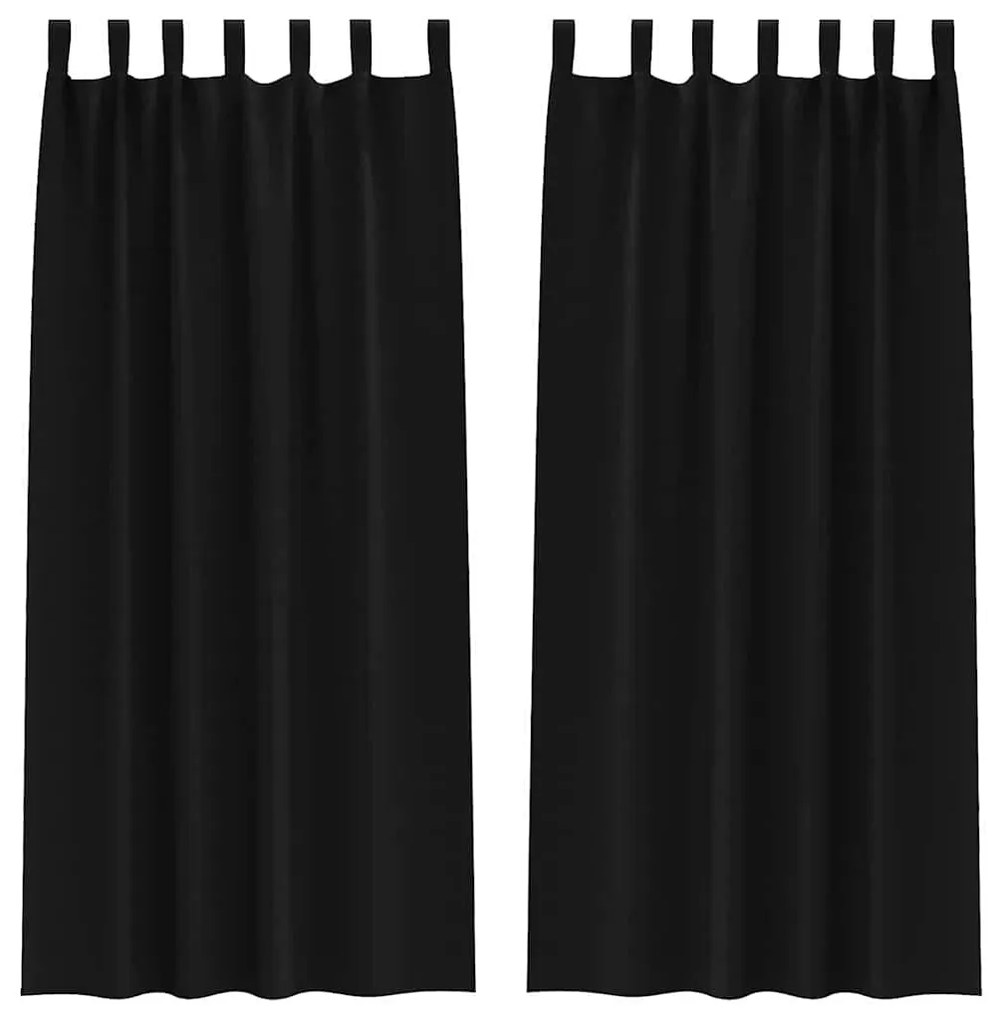 vidaXL Κουρτίνες με κουρτίνες 2 pcs Μαύρο 260x140εκ. Πολυεστέρας