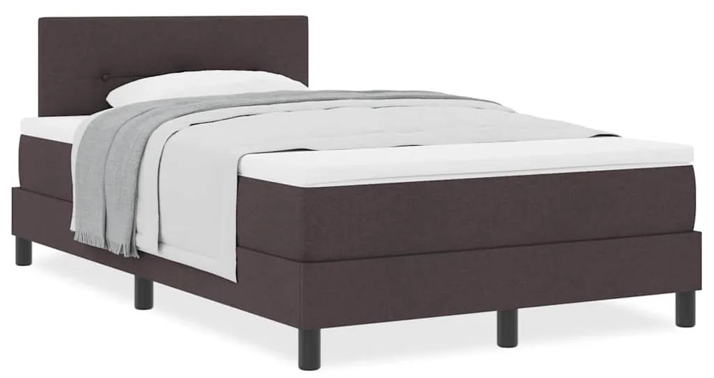 vidaXL Κρεβάτι box spring με στρώμα Σκούρο Καφέ 120 x 200 cm ύφασμα